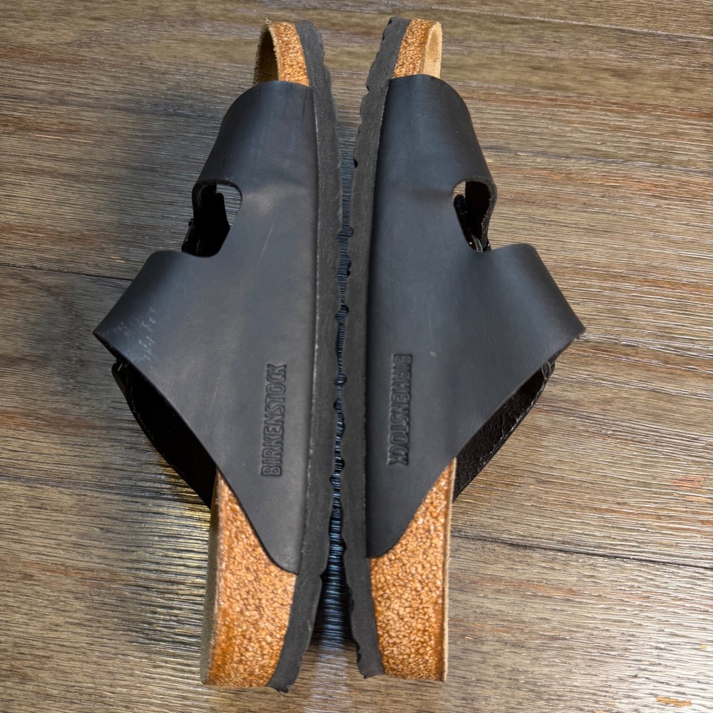 Birkenstock Arizona Black Birko-Flor Two Strap Buckle Slide Sandals Sz 40N L9 M7 - Picture 7 of 10